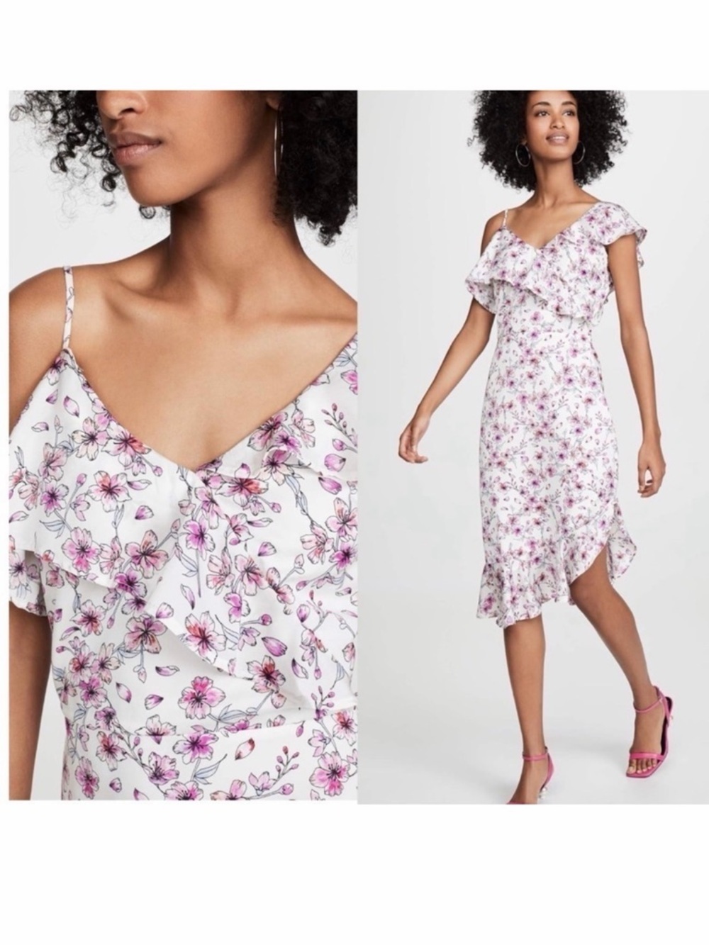 Cupcakes & Cashmere Delphia Floral One Shoulder Midi Dress NWT 10 - Picture 2 of 16